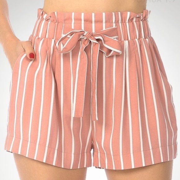 Pants - Pink Striped Shorts